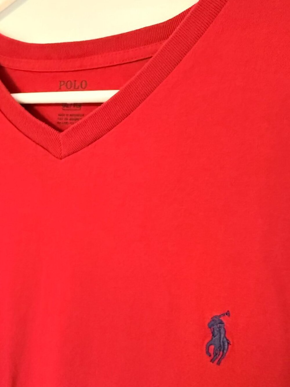 Polo Ralph Lauren Men's Red V-Neck T-Shirt Pony Logo Short Sleeve Size XXL - Picture 2 of 5